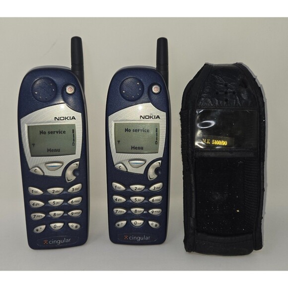 Nokia 6010 Cellphone Lot 2 Phones Cingular Wireless Navy Blue Bundle Sleeve - Picture 4 of 16